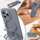 Silicone Case for iPhone 16 pro with Magnetic Stand, Gray
