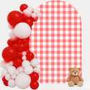 Red Plaids Arch Backdrop Cover,6FT Gingham Theme Stretchy Spandex Arch Fabric Cover for Birthday Baby Shower Mexican Talavera Wedding Party Decoration
