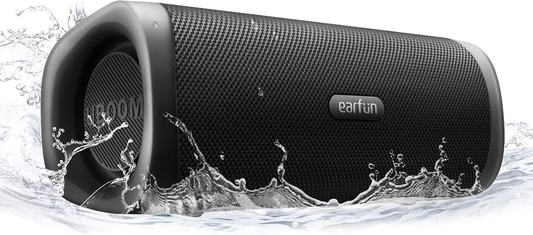EarFun UBOOM L Bluetooth Speaker, Portable Speaker 28W Loud Stereo Sound, Rich Bass, IP67 Waterproof & Dustproof, Dual Pairing, Builtin Mic, Low Latency, Wireless Speakers for Party, Indoor & Outdoor