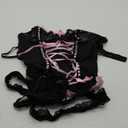 Lingerie Sets for Women Sexy Rave Outfits Lace Up Corset Bodysuit with Garter 2 Piece (Large, Black)