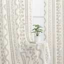 Beige Cream and Taupe Neutral Floral Farmhouse Curtains, Vintage Antique Botanical Pattern Sheer Natural Fabric Linen Drapes for Living Room Bedroom Dining Room 84 Inches Long