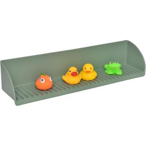 DNC Bathtub Splash Guard for Tub Kids, Silicone Bath Tub Topper Ledge Side Toddler Water Splash Guard Play Shelf Aqua 2 Pack