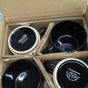 GBhome 15OZ Stackable Coffee Mugs, Ceramic Coffee Mugs with Texture Patterns for Man,Woman,Dad,Mom, Modern Coffee Cups Set of 4 for Latte/Cappuccino/Cocoa. Dishwasher&Microwave SafeBlack