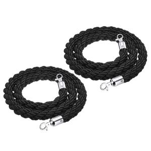 PATIKIL Stanchion Rope, 2 Pack 1.5m/5Ft Barrier Rope Twisted Post Ropes with Snap Hooks for Posts Stands Queue Divider Crowd Control of Hotel, Black Silver
