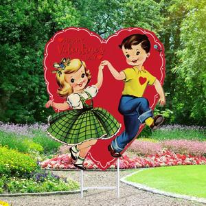 Weysat Valentines Day Decorations Outdoor Metal Valentine's Day Yard Sign Vintage Red Heart Garden Stakes Heart Garden Lawn Porch Decor for Home Pathway Front Door Valentines Party Yard Patio Decor