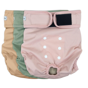 Grecle Washable Female Dog Diapers  Premium Reusable Diapers for Doggie in Heat  Highly Absorbent Dog Diapers Female for Pet Incontinence with Adjustable Snaps (Pink, L)