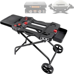 Portable Grill Cart for Weber Q1200, Q1000, Q2200, Q2000, Collapsible Griddle Stand for Blackstone 17" 22" Table Top Griddles, Outdoor Portable Folding Cart,42.5*13.3in