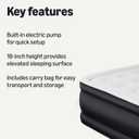 Amazon Basics Inflatable Air Mattress, Twin Size, 18 inch Height, with Built-in Electric Pump