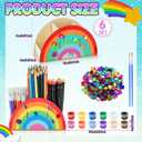 6pack Operation Christmas Paint Your Own Pen Holder Crafts Kit for Kids, Rainbow Wood Pencil Holder with Watercolor and Acrylic Diamonds, Unfinished Wood Pencil Box DIY Crafts