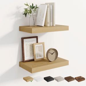 Dreamland 18 Inches Wall Mounted Wood Floating Shelves, Oak, 2 Pack