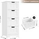 FOTOSOK Bathroom Storage Cabinet, Bathroom Cabinet with 4 Drawers, 11.8” x 11.8” x 32.5” Freestanding Entryway Cupboard Storage Organizer Unit Home Furniture Decor, White