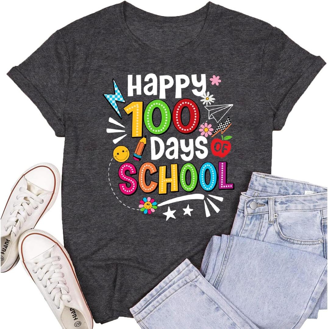 Womens Teachers 100 Days of School Shirt 100th Day of School Teacher T-Shirt (XXL)