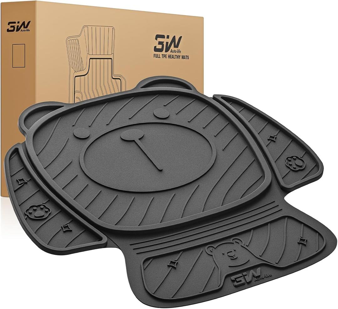 3W Car Seat Protector for Child Car Seat,TPE All Weather Heavy Duty Car Accessories, Applicable to All Models, Bear Baby Model, Black