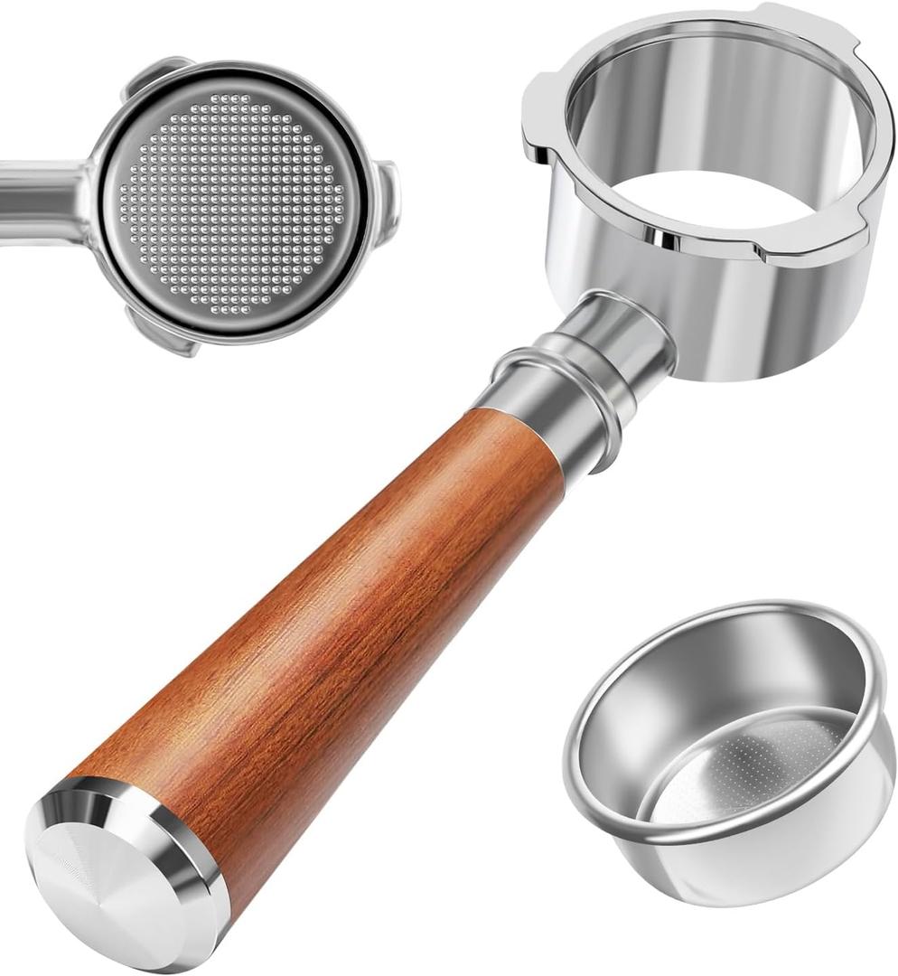 53mm Bottomless Portafilter 3 Ears Fits for CASABREWS CM5418, 3700Essential, 3700Gense, 3700Pro, Gevi 53mm 3 Ears Grouphead, Mr. Coffee Espresso and Cappuccino Machine, Stainless Steel Filter Basket