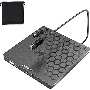 External CD DVD Drive, 0.5″ Ultra Slim USB 3.0 Type-C DVD Player, CD DVD+/-RW Optical Drive, Portable DVD CD Burner Reader Writer Recorder for Laptop, Desktop, Mac, Windows 11/10/8/7, Linux, Black