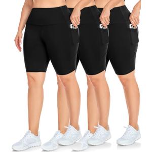 NEW YOUNG 3 Pack Plus Size Biker Shorts with Pockets for Women-High Waisted Workout Shorts NEW YOUNG 3 Pack Plus Size Biker Shorts with Pockets for Women-High Waisted Workout Shorts