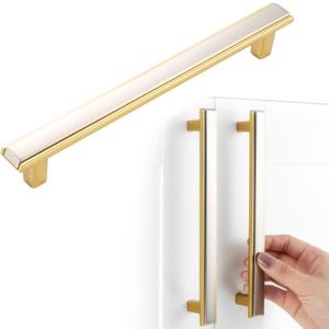 Nickel and Gold Cabinet Pulls Brushed Nickel and Gold Kitchen Cabinet Handles, 5 Pack 6-1/4 Inch, 2281 Two Tone Hardware for Cabinets Drawers Bedroom Dresser Cupboard Bathroom Vanity