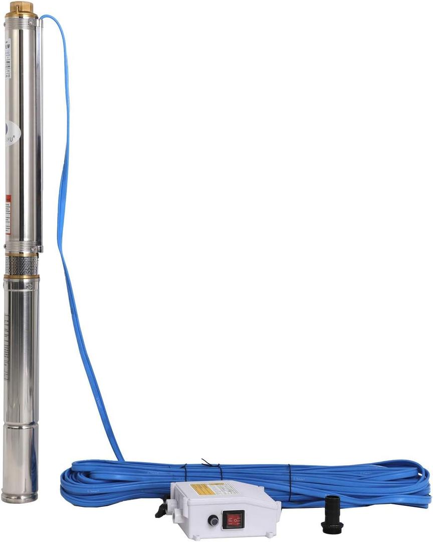 Submersible Pumps 2.5" OD Pipe 110V/60HZ 0.55KW 0.75HP Stainless Steel 1" Outlet Submersible Bore Pump Deep Well Pump with Control Box for Farm Irrigation
