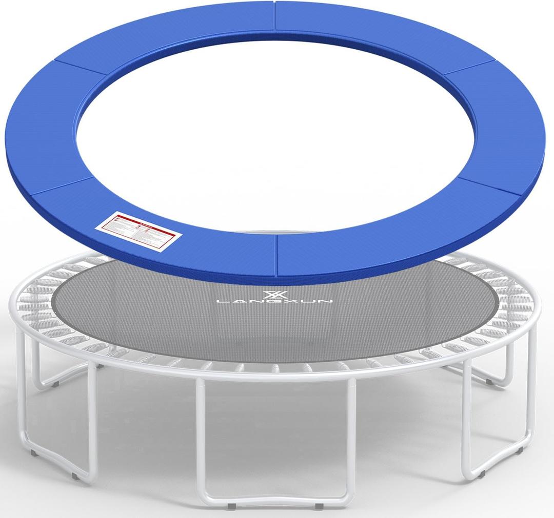 LANGXUN Universal Trampoline Repalcement Safety Pad, 8ft 10ft 12ft 14ft 15ft 16ft Waterproof Surround Spring Foam Cover for Round Frame (Blue)