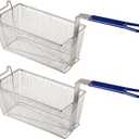 2PCS Deep Fryer Basket With Non-Slip Handle Heavy Duty Nickel Plated Iron Construction 13 1/4" x 6 1/2" x 6" Commercial Use