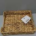 PINXIURY Water Hyacinth Letter Tray for A4 File Desk Mail Letter-Size Paper, Basket Woven Organizer, Magazine Files Storage, Office Document Organizer and Storage (Natural)