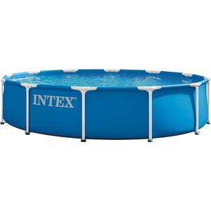 INTEX Metal Frame 12 ft x 30 in Above Ground Pool Set, Round Swimming Pool with Steel Frame