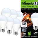 Miracle LED 604844 5W Low Profile General Purpose Bulb with Medium Base, Warm White,Pack of 6
