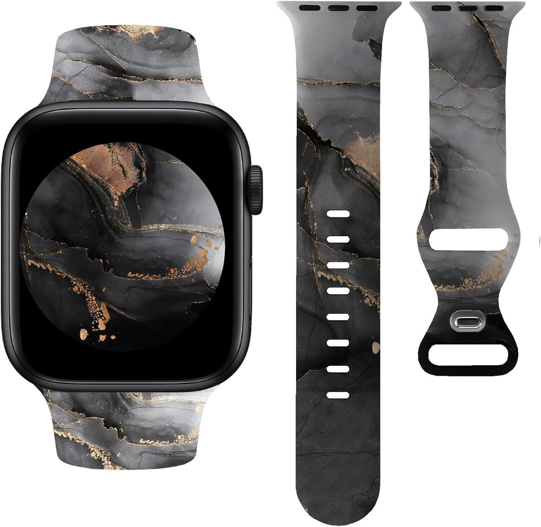 Sport Bands Compatible with Apple Watch Band 38mm 40mm 41mm 42mm 44mm 45mm 46mm 49mm, Luxruy Marble Pattern Soft Silicone Strap Replacement for iWatch Series 10/9/8/7/6/5/4/3/2/1/Ultra Womnen Men