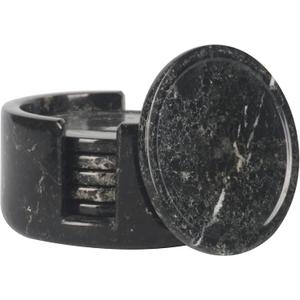 Radicaln Marble Coaster Set Round 3.5" Inches Black Handmade Elegant Coasters Set of 6 with Holder for Drinks, Ideal for Round Table and Farmhouse Dcor, Drink Coasters
