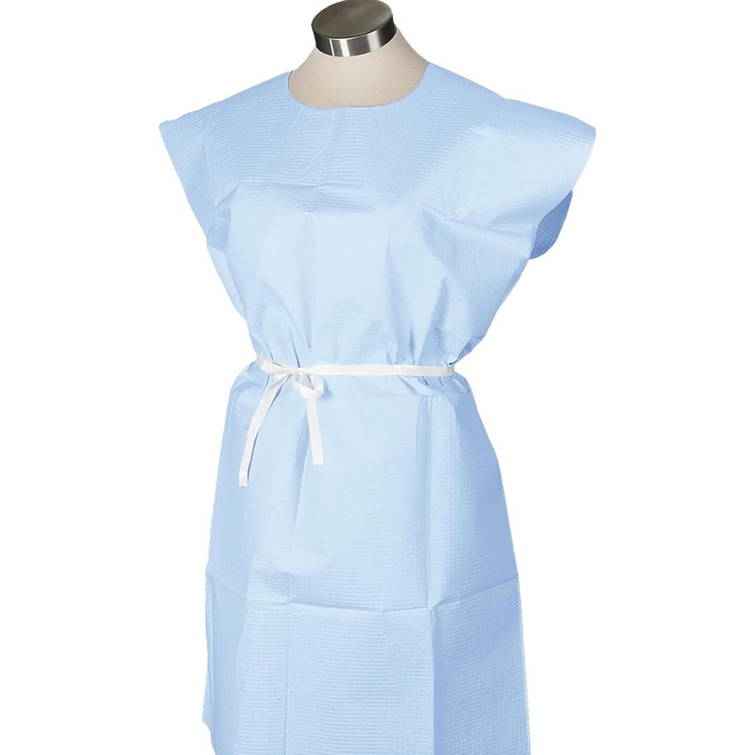 Avalon Standard Gowns, Blue (Pack of 50)  Tissue/Poly/Tissue  Open-Back, Waist-Tie, Short-Sleeve Medical Gowns  Disposable Exam Gowns  Standard Size 30 x 42  Latex-Free Medical Supplies (813)