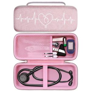 LTGEM Stethoscope Case for 3M Cardiology III,II,IV,3M Aster Cardiology/MDF MDOne Stainless Steel Stethoscope Nurse Accessories and Medical Equipment (Pink Outer+Pink Inner)