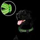 azuza Reflective Dog Collar Green Soft Neoprene Padded Pet Collar with ID Tag Ring, Adjustable for Medium Dogs,Green,M (Medium (Pack of 1))
