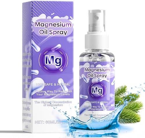 Magnesium Oil Spray, 100% Organic Magnesium Spray, Natural Ingredient & Fast Absorbent, Natural Magnesium Chloride Oil for Feet & Body, Nourish Skin, Promote Sleep, 2 Pack