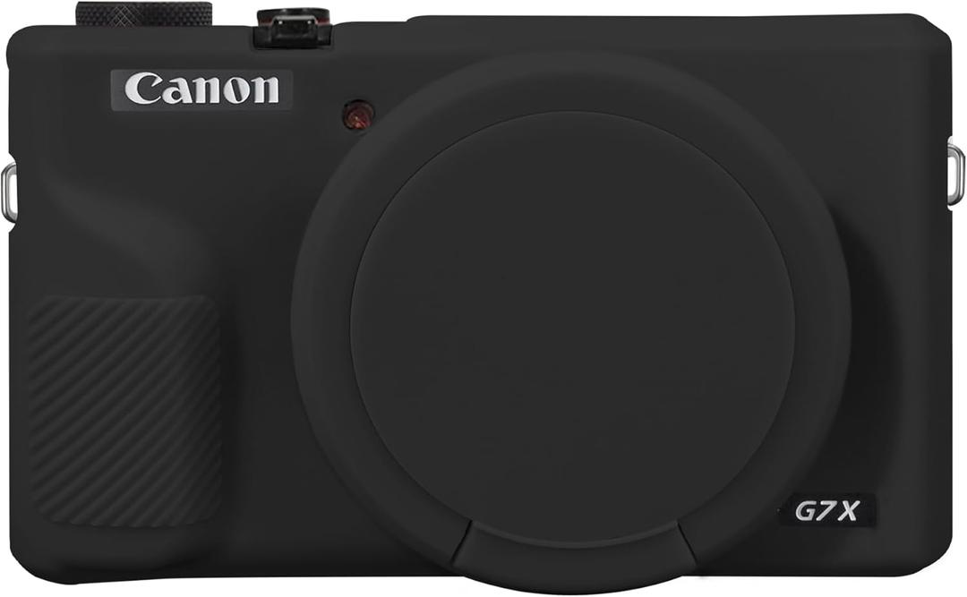 Canboc Case for Canon PowerShot G7X Mark III Digital Camera, G7X Mark III Soft Silicone Cover with Detachable Lens Cover, Black (Case Only)