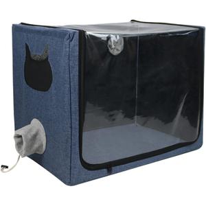 Pet Atomization Nest,Cat and Dog Atomization Box Oxygen Inhalation Machine Dedicated Folding Atomization Box,Small Pet Oxygen Inhalation Box ICU Cage-Grey 24 in,7ecr8-001