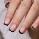 2 x RTKHFZE Press On Nails Short - French Tip Press On Nails Square, Soft Gel False Nails,Glue On Nail For Gift, Natural Reusable Stick On Nail In 15 Sizes - 32 Fake Nails Kit for Gift Idea (Classic Black)