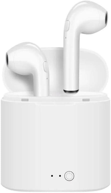 Wireless Bluetooth 5.0 Earbuds, White, in-Ear Headphones with Noise Cancellation, Built-in Mic, LED Charging Case, Touch Controls, Universal Device Compatibility, 5-6 Hours Playtime