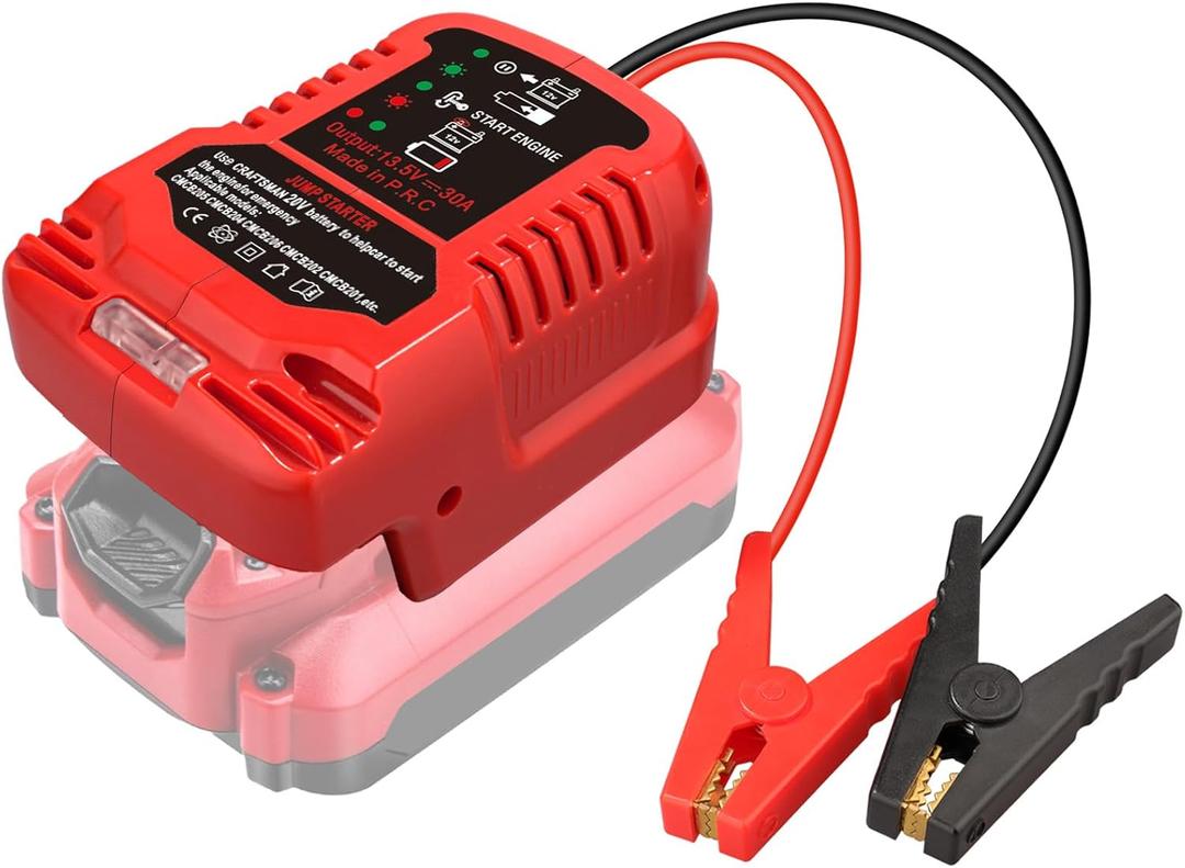 For Craftsman V20 Battery Jumper Starter for 12V Car Auxiliary, with 11AWG Cable and Clamp Kit (Adapter Only, no Battery)