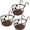Hanging Railing Planter Flower Pot Holder Baskets Iron Art Hanging Baskets Flower Pot Holder Hanger Potted Plants Rack Plant Iron Racks Over The Rail Fence for Patio Balcony Porch