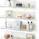 cerbass 4-Pack Clear Acrylic Floating Shelves, Space-Saving Invisible Wall Shelves for Bathroom Kitchen Office Living Room, Modern Decor Set