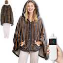 Qieryun Heated Blanket Wearable Electric Throw, Heated Robe Poncho Blanket Hoodie for Adult, Electric Heated Wrap Poncho Shawl with Pockets, 10 Heating Levels & 8 Hours Time Settings, 40'' X 70'' (Dark Gray)
