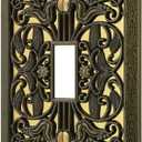 Amerelle 65TAB Filigree Wallplate, 1 Toggle, Antique Brass
