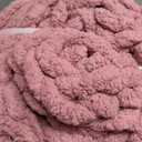 Bigacogo Chunky Knit Throw Blanket for Couch, 40x80 inches, 100% Hand Knitted with Thick Jumbo Chenille Yarn, Cozy Soft Large Rope Knot Cable Crochet Blankets for Sofa Bed Living Room, Burnt Rose