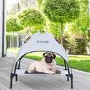 M Outdoor Elevated Dog Cot with Canopy & Side Shade for Camping Small Medium Dogs (Carry Bag), Portable Cooling Raised Dog Bed with and Side for Beach (M (30"x24"x28"), Grey)
