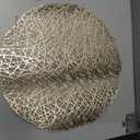 10Pcs Gold Placemats Round, Heat Resistant Woven Gold Placemats Hollow Out Pressed for Party Dinner Table, 14.96 inches