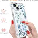 Hungo Compatible for iPhone 15 Plus Case Floral Flower Cute Clear Design, Girly for Women Girls Floral Transparent Blue Anemones
