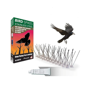 Aspectek Bird Spikes, Stainless Steel Bird Nesting Deterrent and Repellent Kit, Pigeon and Squirrel Spikes for Outdoor Use, 10 Feet with Transparent Silicone Glue