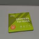 Rabenda 12 Pcs Rug Tape, Non Slip Rug Pads Grippers for Hardwood Floors and Tiles, Reusable Carpet Tape for Area Rugs, Double-Sided Adhesive Rug Stickers Keep Corners Flat (Black)