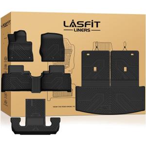 LASFIT Floor Mats & Cargo Liner with Backrest Mat for Ford Explorer 2022-2025 2026 6 Passenger, Custom Fit All Weather Protector TPE Easy Clean Floor Liners, Car Mats for Explorer Accessories, Black