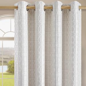 Cream and Silvery 100% Blackout Curtains 84 Inch Length 2 Panels, Jacquard Thermal Insulated Noise Reducing Grommet Drapes for Bedroom Living Room, 2pcs, 42" W x 84" L